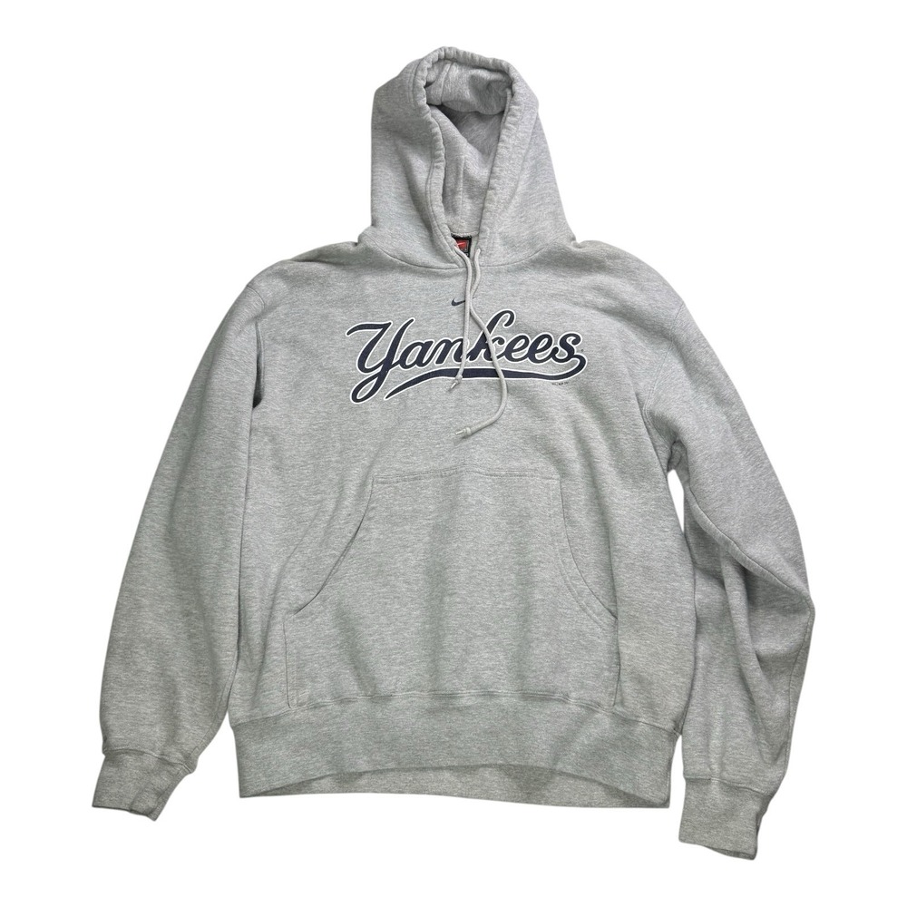Vintage 2004 Nike New York Yankees Hoodie Mens Large Gray Center Swoosh MLB Y2K